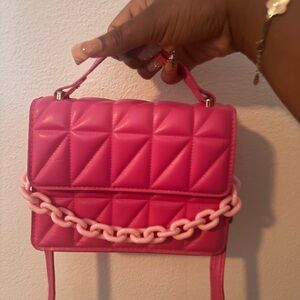 Pink Quilted Chain Handbag